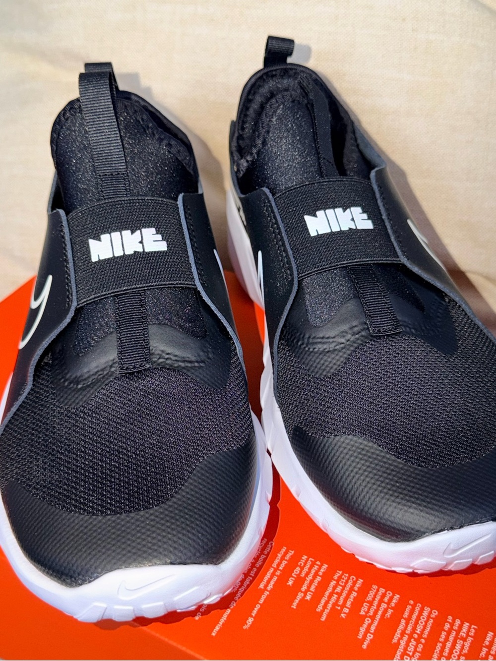Nike Boys Black Slip-On Athletic Sneakers with White Sole